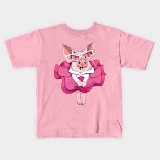 Pig Pink Dress Kids T-Shirt